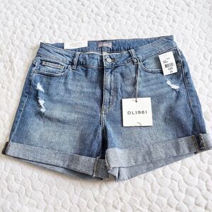 NEW DL1961 denim shorts rolled hem distressed jean shorts 29 8 Karlie Boyfriend
